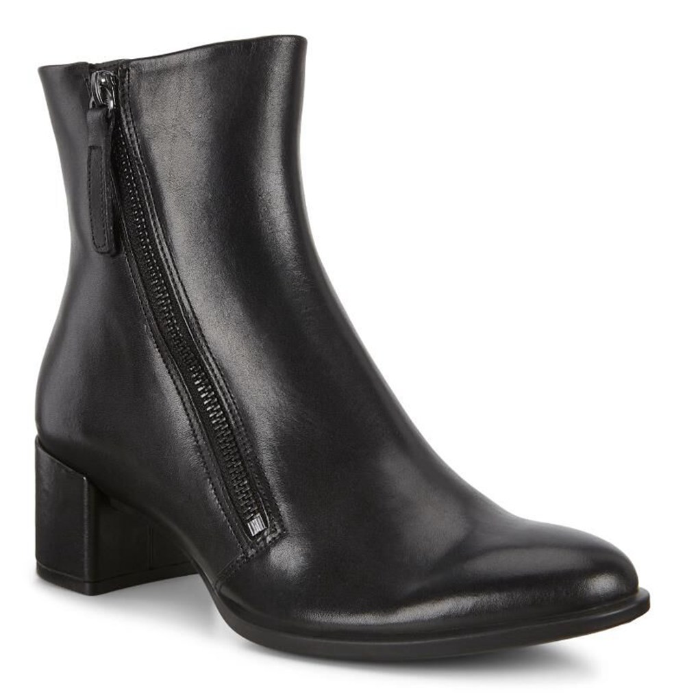 Womens Ankle Boots - ECCO Shape 35 Block Zippered - Black - 5476BSLFA